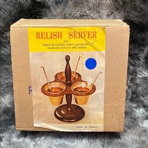 Vintage Relish Server with Brown and Gold Finish
